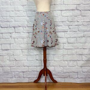 Tocca Gray Cotton Blend Embroidered Pleated Skirt